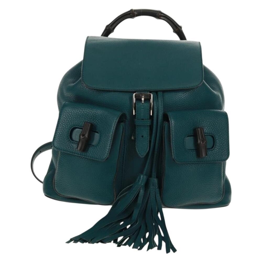 Gucci Bamboo Leather Backpack Green